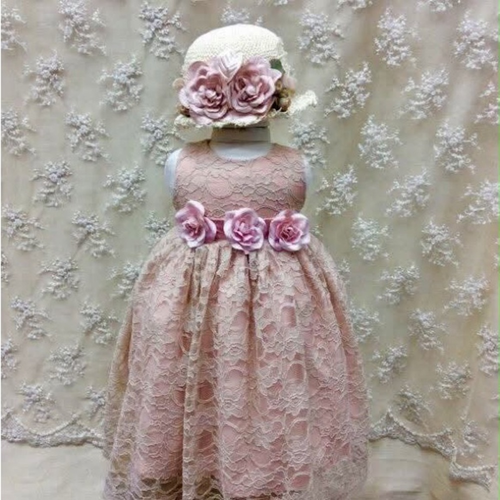 Elena Collection | Lace Baby Dress, Hat & Belt Set – NWT